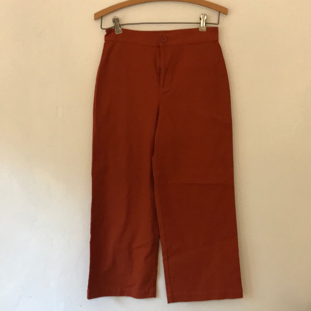 High waist cropped wide leg pants